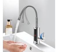 Rubinetto con scaldabagno istantaneo, 3000 W, 220 V, rubinetto elettrico con beccuccio flessibile e indicatore di temperatura LCD, IPX4, rubinetto di rotazione a 360°, per cucina, bagno