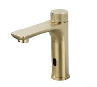 Rubinetto con sensore a infrarossi in acciaio inossidabile 304, miscelatore per acqua calda e fredda con volantino ergonomico, controllo senza tocco per lavabo moderno (oro)