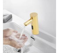 Rubinetto con sensore a infrarossi, per bagno, con sensore automatico, miscelatore per bagno, senza contatto, per lavabo, colore: oro