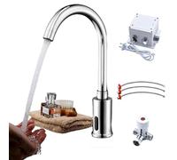 Rubinetto Con Sensore A Infrarossi, Rubinetto Automatico Con Miscelatore Bagno Lavabo Alto 32 Cm, Rubinetto Senza Contatto Battery Ottone Antibatterico Resistente Alla Corrosione (con miscelatore)