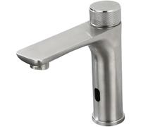 Rubinetto con sensore a infrarossi touchless, in acciaio inox, miscelatore per acqua calda e fredda, per bagno e cucina, argento