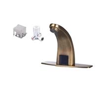 Rubinetto con sensore in ottone anticato spazzolato for lavabo da bagno, senza contatto, a infrarossi, caldo e freddo(AC220 DC6 HOT COLD)