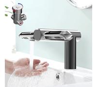 Rubinetto con sensore intelligente con asciuga mani integrato, funzionamento senza tocco, aria calda/fredda automatica (soglia di 25 °C), funzionamento a mani libere
