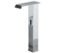 Rubinetto con sensore per bagno, miscelatore automatico a infrarossi in ottone a cascata, per lavello, finitura cromata, design alto