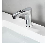 Rubinetto con sensore touchless, miscelatore a cascata, per lavabo, spazzolato, touchless, temperatura dell'acqua calda e fredda, non può essere regolata