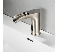Rubinetto con sensore touchless, miscelatore a cascata, per lavabo, spazzolato, touchless, temperatura dell'acqua calda e fredda, non può essere regolata