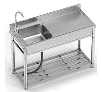 Rubinetto con unità di scolo e ripiani portaoggetti for garage, ristoranti, fattorie, lavanderia/ripostiglio(90x50x80cm)