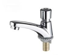 Rubinetto cromato con ritardo temporizzato a chiusura automatica Rubinetto a risparmio idrico Bagno pubblico Lavabo Miscelatore singolo per acqua fredda Montaggio sul ponte Igienico Efficiente
