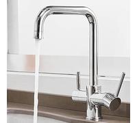 Rubinetto cromato girevole a 360° 3 in 1 per acqua potabile e farina d'avena, accessorio ideale per cucina e lavello di casa