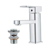 Rubinetto cromato per lavabo da bagno,Miscelatore caldo e freddo,Rubinetto per lavabo monocomando,Tubi standard UK 40 centimetri,Finitura cromata