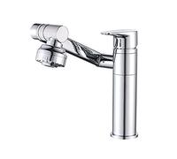Rubinetto cromato per lavabo da bagno, monocomando, con acqua calda e fredda, aeratore in ottone resistente, rotazione a 360°, design moderno per un facile utilizzo, ideale per qualsiasi bagno.