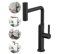 Rubinetto Cucina 3 Vie con Doccetta Estraibile, Miscelatore Cucina Tre Vie per Sistemi Osmosi Filtro L'acqua, 4 Modalità Rubinetti Monoleva Monocomando per Cucina Lavello (Nero)