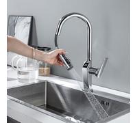 Rubinetto Cucina 3 Vie Estraibile con Indicatore Temperatura LED, Cromato