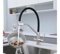 Rubinetto Cucina 3 Vie Flessibile Collo di Cigno Miscelatore Lavello Cucina Foro Singolo,Spazzolato