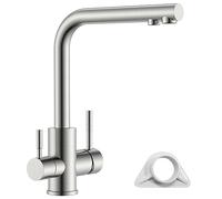 Rubinetto cucina a 3 vie, rubinetto cucina girevole a 360° APPASO, miscelatore cucina 3 in 1 per filtro acqua, rubinetto acqua potabile con 2 leve, rubinetto a tre vie