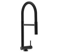 Rubinetto cucina abbattibile a 4,5cm cromo nero opaco per sottofinestra canna nera movibile e doccia staccabile 2 getti