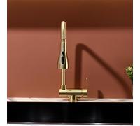 Rubinetto Cucina Abbattibile Sottofinestra,rubinetto Cucina Pieghevole 3 Modalità Di Scarico Dell'acqua,miscelatore Sottofinestra Cucina Rubinetti Da Cucina Acciaio Inox 304 (oro spazzolato)