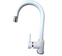 Rubinetto Cucina Bianco Miscelatore Monocomando Canna Alta Girevole ed Estraibile - Design Moderno, Finitura Effetto Pietra, Made in Italy, Paini Milme Bianco 78BY591ABSPA