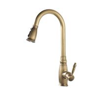 Rubinetto Cucina con Doccetta Estraibile Ottone Antico Rubinetto Lavello Cucina Ruotato 3 Modalità-Imitazione Di Oggetti D'Antiquariato