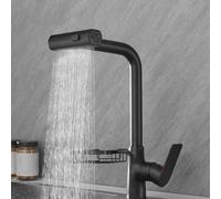 Rubinetto Cucina con Doccetta Estraibile Ottone Maniglia Singola Monoforo Acqua Fredda e Calda-Nero