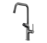 Rubinetto Cucina con purificateur, Rubinetto Lavello Cucina in Ottone Miscelatore Girevole a 360° con acqua potabile e acqua gassata, Spruzzo Miscelatore Cucina Alta Pressione Monocomando, Grigio