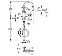 Rubinetto cucina - Cromo - Bocca alta a C - Aeratore estraibile - Rotazione 360° - Limitatore di portata - GROHE Start Flow - 30569000