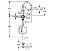 Rubinetto cucina - Cromo - Bocca alta a C - Aeratore estraibile - Rotazione 360 - Limitatore di portata - GROHE Start Curve - 30562000