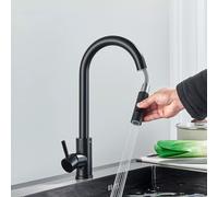 ELLECI Rubinetto Cucina Miscelatore con Doccetta Estraibile Monocomando in Granitek colore Full Black G40 - MGKC0240