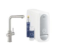 Bocchetta Grohe Blue Home a L Starter Kit 31539 Miscelatore monocomando per lavello con funzione di filtro, con refrigeratore e WIFI, beccuccio per mousseur, colorazione: super acciaio