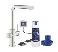 Rubinetto Cucina Grohe Blue Pure Minta Cromo Spazzolato Bocca a L con Doccetta E
