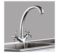 RUBINETTO CUCINA LAVABO MONOFORO OTTONE CROMATO LUCIDO MISCELATORE DOPPIO COMAND