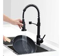 Rubinetto Cucina Lavello con Doccetta Molla a Spirale Girevole 360° a Doppio Modalità di Spruzzo con Flessibili (nero)