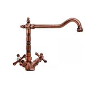 Rubinetto cucina maniglia a croce Argo Rubinetterie, finitura rame antico, modello Rimini 1870/09C, Old England bocca antica