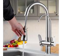 Rubinetto cucina miscelatore cucina rubinetto tre vie per acqua pura-spazzolato