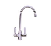 Rubinetto Cucina Miscelatore Doppio Comando Lavello Canna Tonda in Ottone Paini