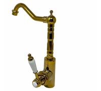 Rubinetto cucina miscelatore lavandino a canna alta in ottone oro lucido