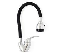 Rubinetto Cucina Nero 360° Flessibile con Doppio Getto | Miscelatore Lavello Moderno a Beccuccio Girevole