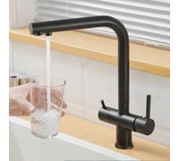 Rubinetto Cucina Nero con Osmosi Inversa Miscelatore Doppia Uscita per Acqua Calda e Fredda Ideale per Lavello Grifo Cocina Fregadero con Sistema Osmosi