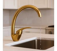 Rubinetto Cucina Oro Canna Alta Miscelatore Lavello Girevole Lusso 360° Moderno