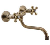 Rubinetto Cucina Ottone A Muro Leve Trasversali Beccuccio Inferiore Stilo