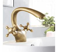 Rubinetto Cucina, rubinetti lavabo, Rubinetto retrò Dorato a Doppia Maniglia, Rubinetto monoforo, Elegante Miscelatore lavabo, residenziale, Presente