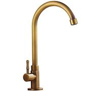Rubinetto Cucina, rubinetti retrò Acqua Fredda, Rubinetto Girevole a 360°, Miscelatore lavabo, Rubinetto Bagno, Tubo Grande in Rame Antico Spazzolato con connettore Tubi Flessibili.