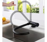 Rubinetto Cucina Sottofinestra, Lonheo Miscelatore Cucina Nero Pieghevole, Rubinetti da Cucina Abbattibile in Inox, Rubinetto lavello Girevole 360 °, Monocomando Miscelatore Acqua Calda e Fredda