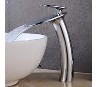 Rubinetto da bagno a cascata cromato Miscelatore per lavabo Miscelatore monocomando per lavabo da appoggio per bagno con bocca alta in ottone