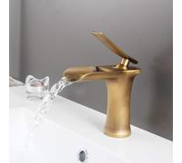 Rubinetto da bagno a cascata in bronzo retrò - Rubinetto per lavabo in ottone a leva singola per acqua calda e fredda - Cartuccia in ceramica, facile installazione a foro singolo per lavabo