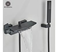 Rubinetto da bagno a cascata Rubinetto per vasca a 2 funzioni Montaggio a parete Rubinetto per doccia con acqua calda e fredda con doccetta Matte Black