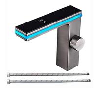 Rubinetto da bagno a LED con striscia luminosa a 270°, visualizzazione della temperatura in tempo reale, filtro a risparmio idrico, corpo in rame massiccio, facile doppio controllo (grigio)