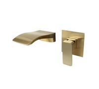 Rubinetto da bagno a parete con design a cascata, miscelatore a scomparsa per acqua calda e fredda, elegante finitura argentata, moderno lavello per bagni di lusso