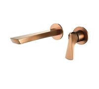 Rubinetto da bagno a parete in oro rosa spazzolato a doppio foro miscelatore monocomando per lavello in ottone design moderno per bagni eleganti