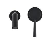 Rubinetto da bagno a parete nero opaco, rubinetto miscelatore per lavello in ottone da 210 mm, doppia maniglia acqua calda e fredda, beccuccio girevole, ideale per vasca da bagno e lavandino